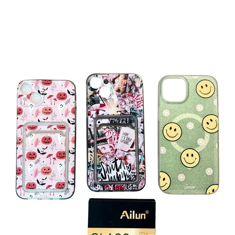 iPhone 14 + Lot 2Magnet‎ & Wallet Cases Screen Protector Halloween Christmas